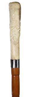 Appraisal: Japanese Stag Samurai Cane- Dated - A carved stag handle