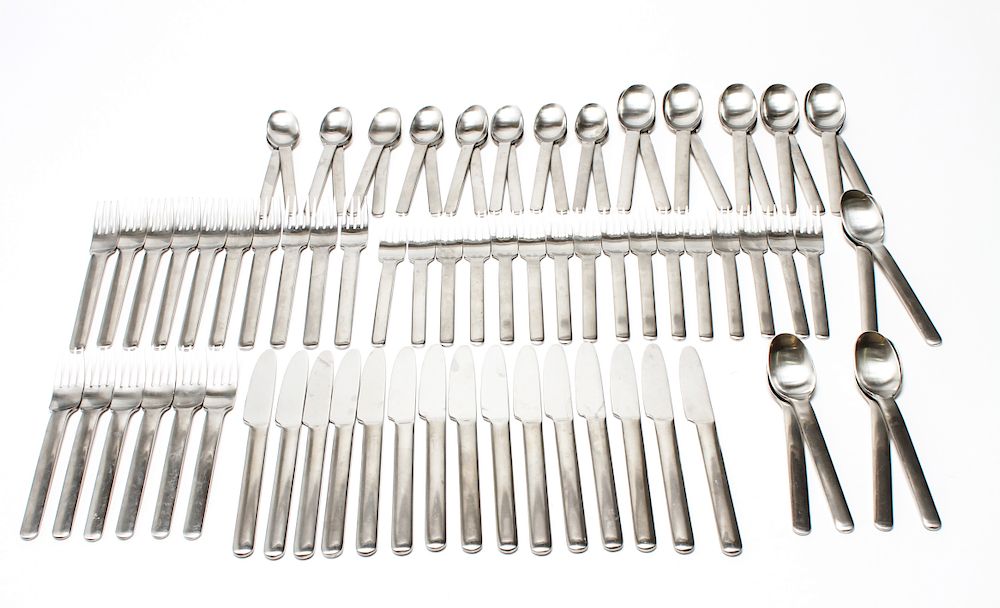 Appraisal: Retroneu Stainless Steel Scan Flatware Svc for Retroneau Korea stainless