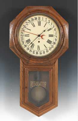 Appraisal: Ansonia School Clock with Calendar Ansonia school house wall clock