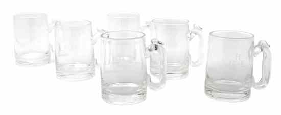 Appraisal: A Collection of Six Steuben Glass Mugs the handled mugs