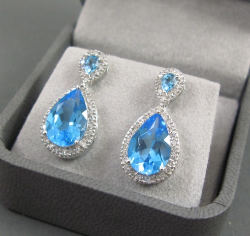 Appraisal: PAIR OF BLUE TOPAZ EARRINGS each k white gold and