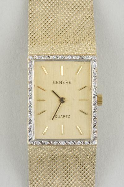 Appraisal: Vintage KT Yellow Gold Diamond Geneve Wristwatch unisex watch with