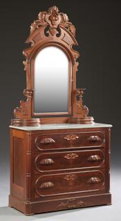 Appraisal: American Eastlake Carved Walnut Marble Top Dresser American Eastlake Carved