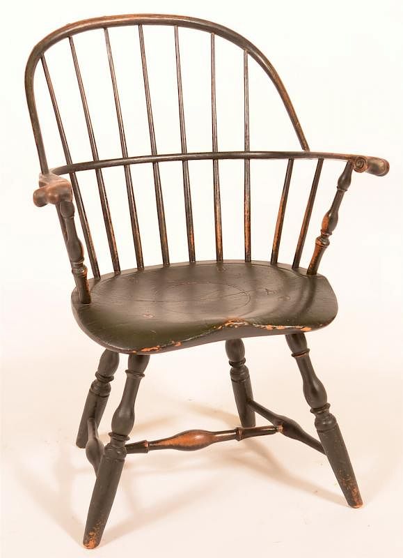 Appraisal: Southeastern PA Windsor Sack-back Armchair Southeastern PA Windsor Sack-back Armchair