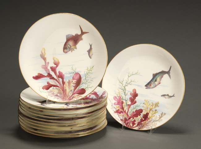 Appraisal: Set of Twelve Mintons 'Fish' Cabinet Plates Dated Retailed by