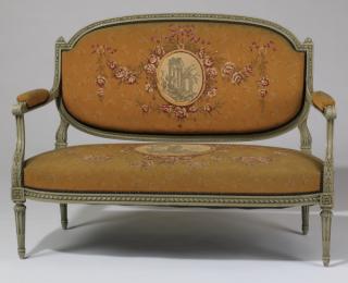 Appraisal: Early th c French settee in needlepoint Early th century