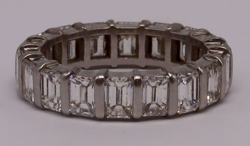 Appraisal: JEWELRY Platinum and ct Diamond Eternity Band Platinum and emerald