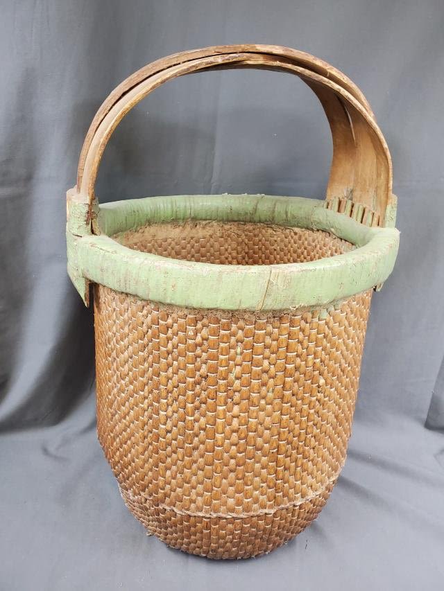 Appraisal: Antique Chinese rice basket measuring inch diameter and inches high