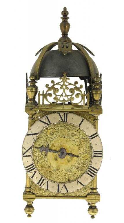 Appraisal: AN ENGLISH BRASS LANTERN CLOCK LONDON FIRST PERIOD unsigned the