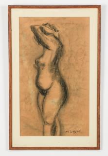 Appraisal: Moses Soyer signed charcoal drawing of nude h Moses Soyer