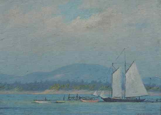 Appraisal: ALBERT WYNDON MERCHANT American - SAILBOAT AT MOORING signed lower