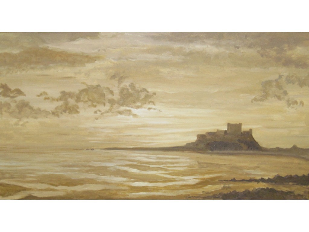 Appraisal: Oil on canvas 'Bamburgh Castle' unsigned