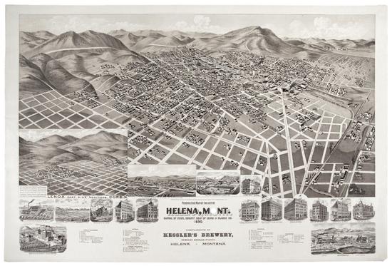 Appraisal: MONTANA Perspective Map of the City of Helena Mont Capital