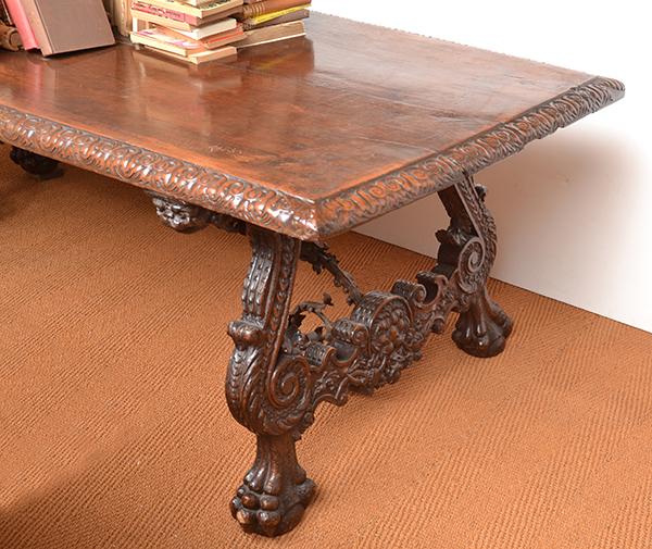 Appraisal: A TH CENTURY ITALIAN WALNUT TABLE rectangular with continuous leaf