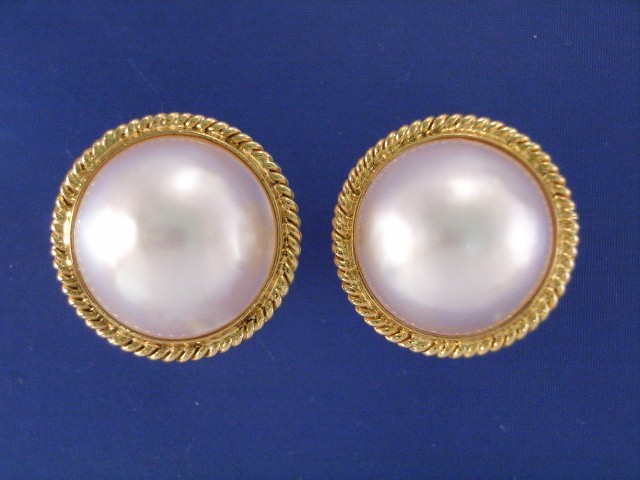 Appraisal: A pair of ct gold mabe pearl earrings gms