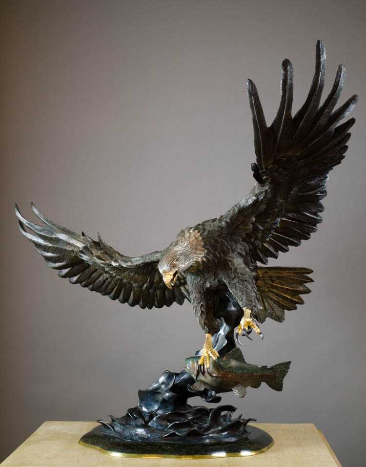 Appraisal: CHESTER FIELDS AMERICAN B ORIGINAL BRONZE WILDLIFE SCULPTURE Fly Fishing