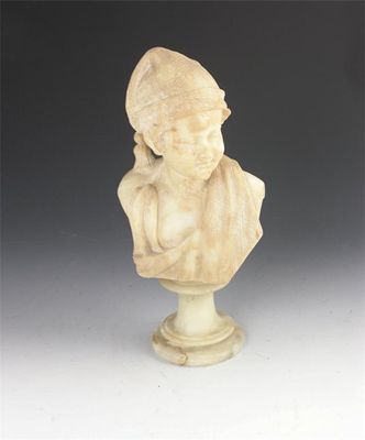 Appraisal: R Caloni th century A carved alabaster bust of a