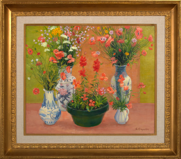 Appraisal: Andre Vignoles French b Fleurs des Champs et Mufliers oil