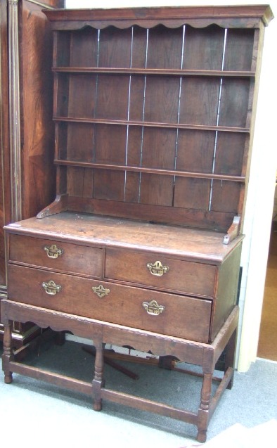 Appraisal: An th century and later oak dresser the enclosed three