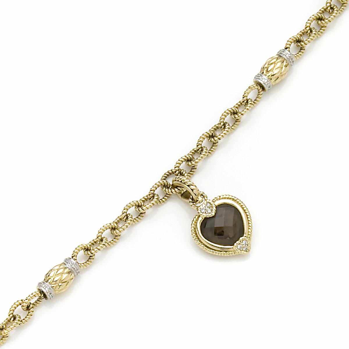 Appraisal: A smokey quartz diamond and k gold heart motif bracelet