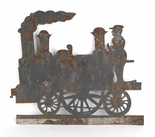 Appraisal: Painted sheet iron locomotive weathervane ca h w