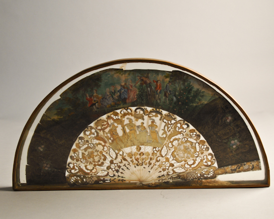 Appraisal: A French Folding Hand Fan with pierced painted and gilt