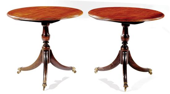 Appraisal: Pair Regency style mahogany circular occasional tables late th century