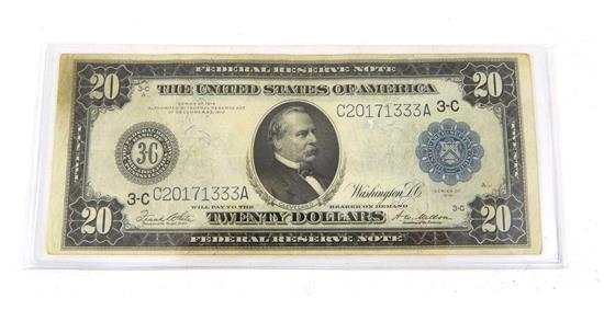 Appraisal: COINS Federal Reserve Note series blue deal very fine well