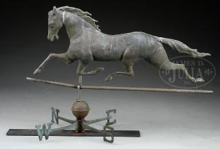 Appraisal: PATCHEN HORSE WEATHERVANE WITH BALL DIRECTIONALS PATCHEN HORSE WEATHERVANE WITH