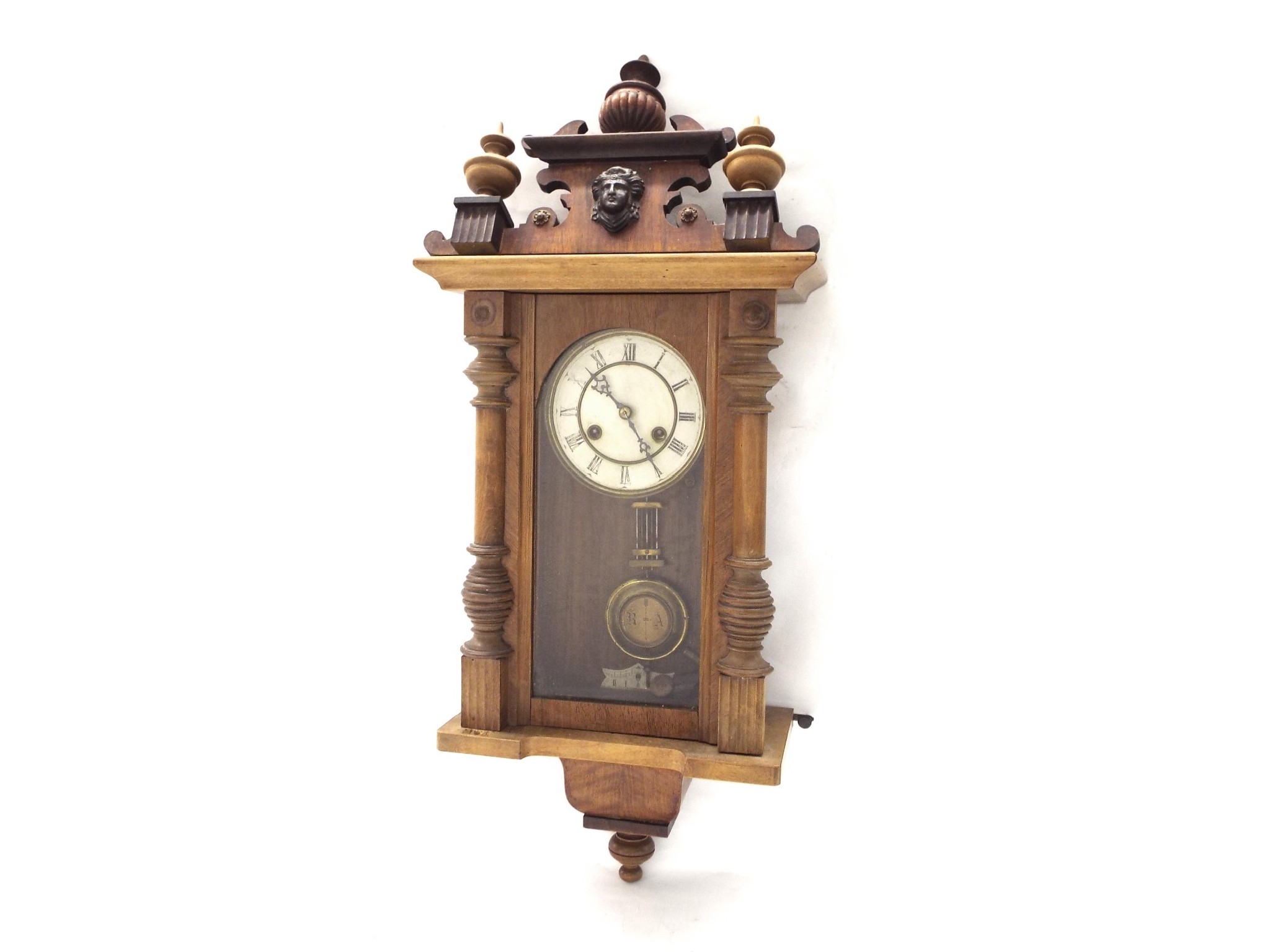 Appraisal: Vienna two train spring driven wall clock high at fault