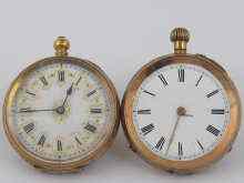 Appraisal: Two ct gold th c open face fob watches