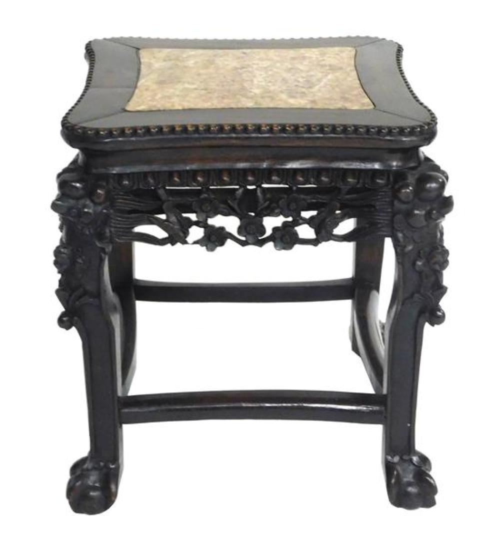 Appraisal: Signed Chinese marble top stand late th th C likely