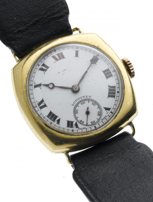 Appraisal: A LONGINES CT GOLD GENTLEMAN'S WRISTWATCH of cushion shape the