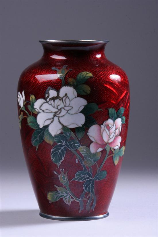 Appraisal: JAPANESE SATO CLOISONN ENAMEL VASE Meiji period Floral decoration on