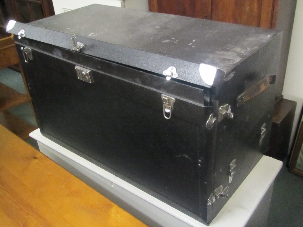 Appraisal: Travel trunk with outer case and a painted blanket chest