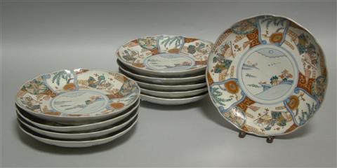 Appraisal: TEN JAPANESE IMARI DISHES Meiji period decorated in the traditional