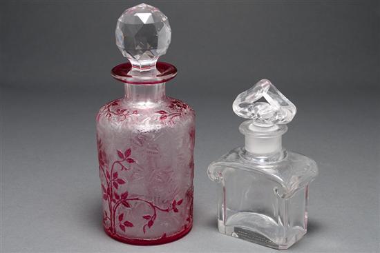 Appraisal: Baccarat molded glass scent bottle and a Continental frosted ruby