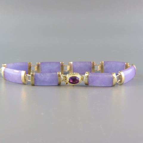 Appraisal: Jade k Gold Bracelet lilac curved jade amethyst in clasp