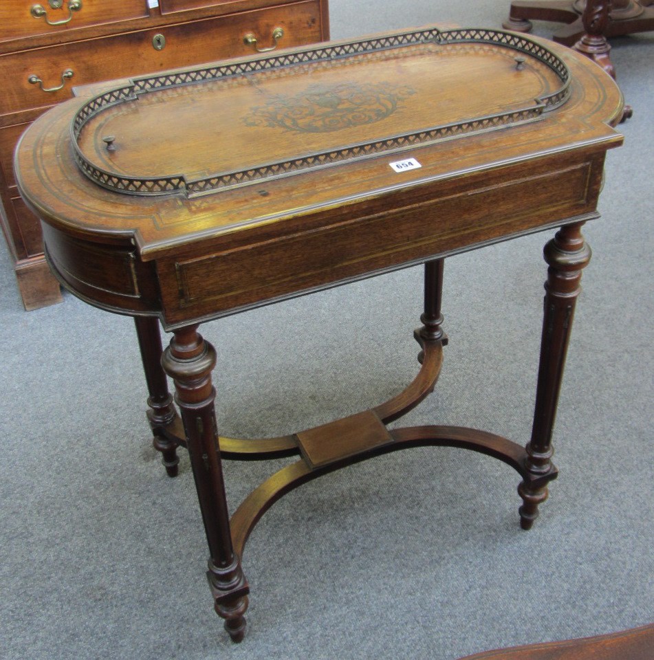 Appraisal: A Louis XVI style rosewood and brass inlaid jardiniere with