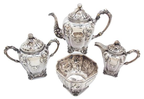 Appraisal: Sale Lot An American Coin Silver Tea Set Wood Hughes