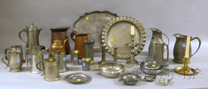 Appraisal: Thirty-five Pieces of Pewter Brass and Copper Tableware and Other