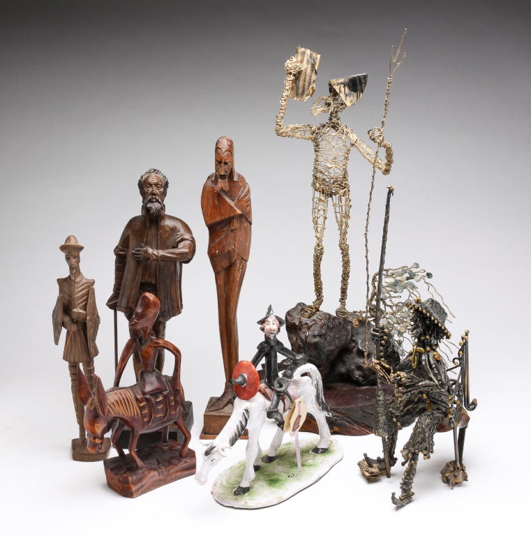 Appraisal: SEVEN DON QUIXOTE FIGURES Twentieth century Four carved wood to