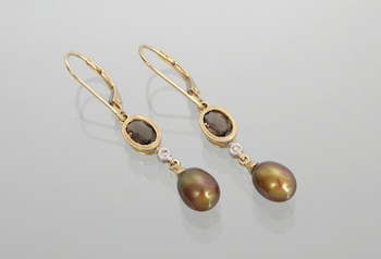 Appraisal: A Pair of Lever Back Earrings with Pearls Diamonds and