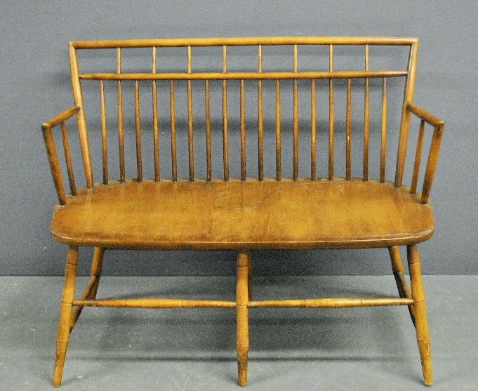 Appraisal: - Windsor style bamboo turned maple settee h x w