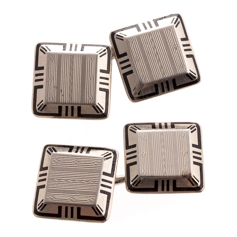 Appraisal: A Gentlemen's Pair of Vintage Cufflinks in K K white