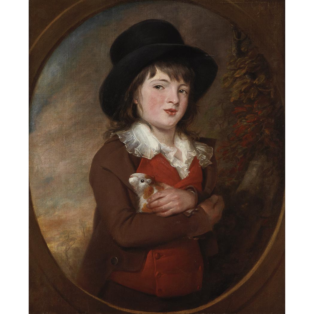 Appraisal: English School Circa Portrait of a Boy with a Guinea