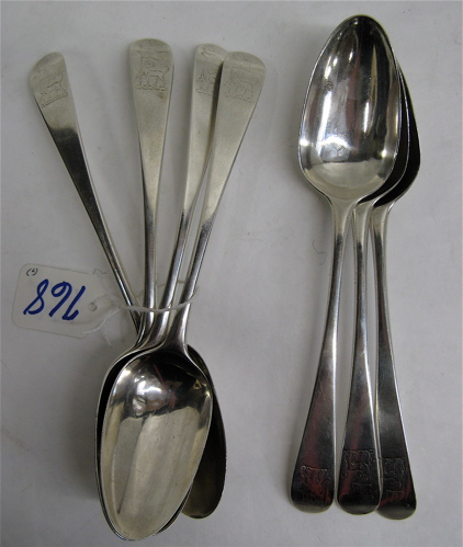 Appraisal: SET OF GEORGE III HALLMARKED STERLING SILVER TABLESPOONS monogrammed T