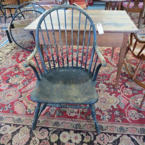 Appraisal: Period Windsor Chair black paint tal wide