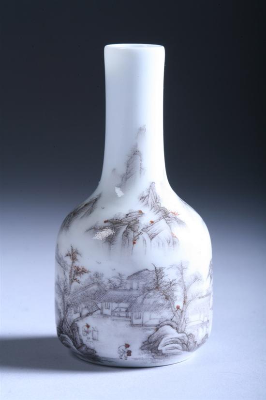 Appraisal: CHINESE GRISAILLE AND WHITE PORCELAIN VASE Yongzheng six-character underglazed blue