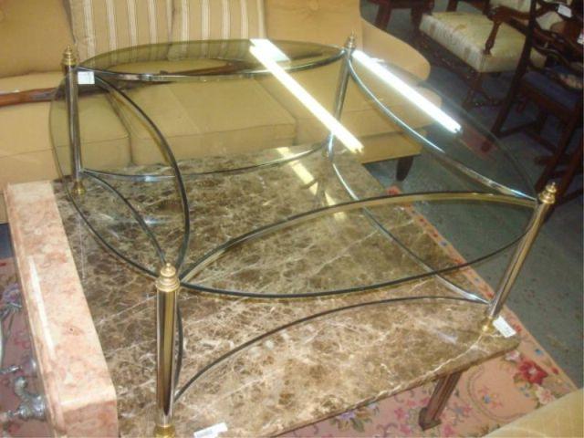 Appraisal: Mixed Metal Midcentury Coffee Table From a Manhattan location Dimensions